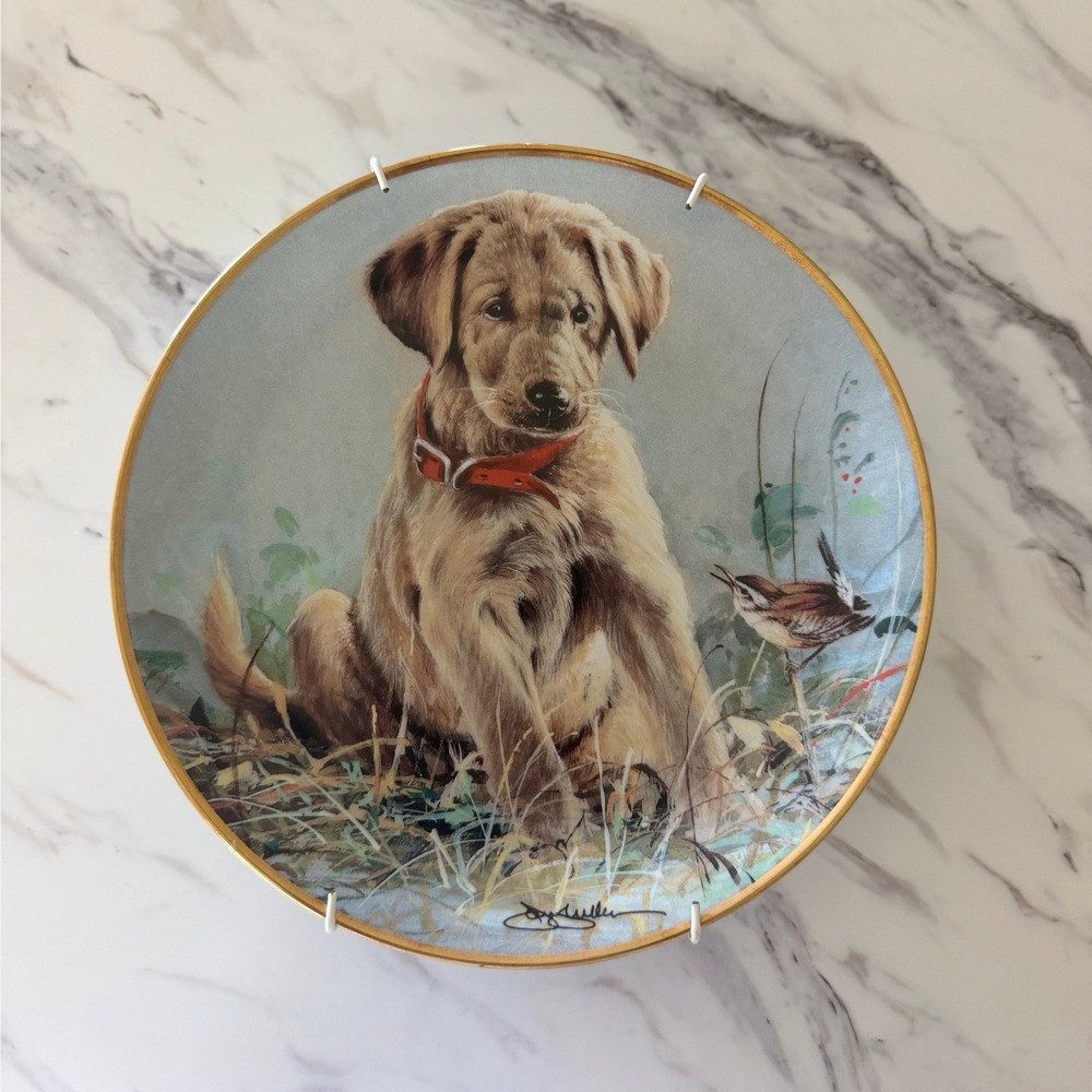 Franklin‎ Mint Eye to Eye Jim Lamb Golden Retriever Puppy Bird Collector Plate